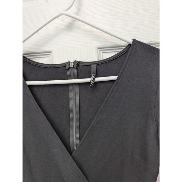 Lulus Dress Size S Mini Bodycon Black LBD Tight Sexy Going Out Club V Neck - Picture 4 of 9